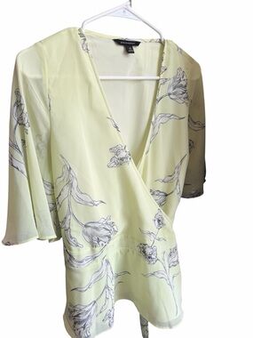Banana Republic Light green /  Floral Wrap Top